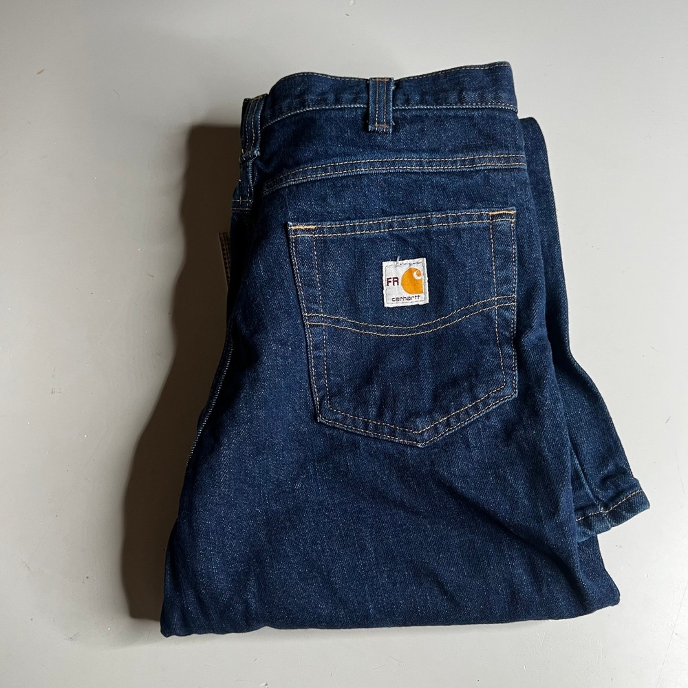 Carhartt FR Flame Resistant Work Jeans Dark Wash Indigo 34x34 CAT 2 NFPA 2112